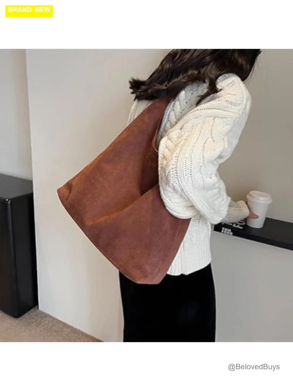 Faux Suede Hobo Bag for Women Tote Shoulder Purse